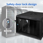 9U Wall Mount Server Cabinet IT Network Rack Enclosure Lockable Glass Door Black
