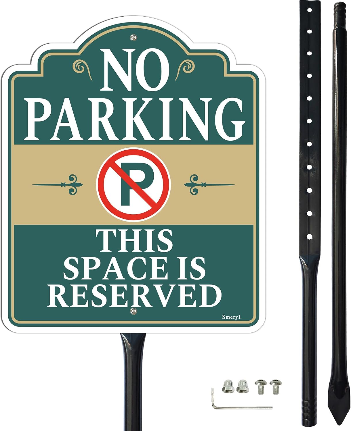 No Parking This Space Is Reserved Sign with 34.6" Stake for Yard | 12" x 10" No Parking Signs With Stand, Rust-Free