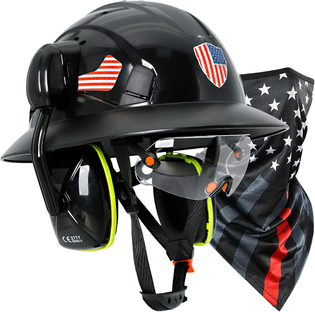 Full Brim Hard Hats Construction OSHA Approved with Visor and Ear Protection - Construction Worker Hat with Neck Gaiter