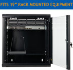 12U Wall Mount Server Cabinet Network Rack Enclosure Locking Glass Door