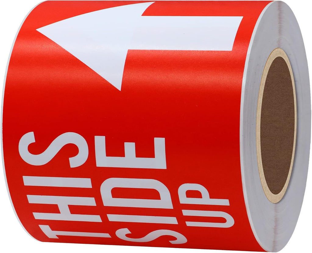 Fragile Stickers 3x5 100 PCS Shipping Labels Warning Label Rectangle Sticker, Red, Big Arrow