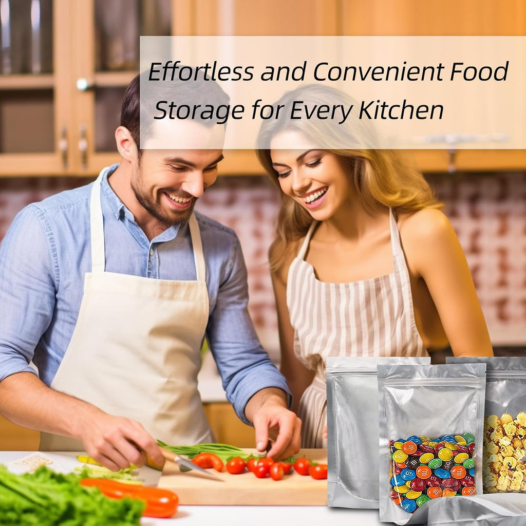 1 Quart 30 Packs Mylar Bags for Food Storage, 7"x 10" With Window, Freeze Dried Candy, Reusable Long Term Storage