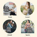 Backpack Purse for Women, PU Leather Ladies Backpack, Grey