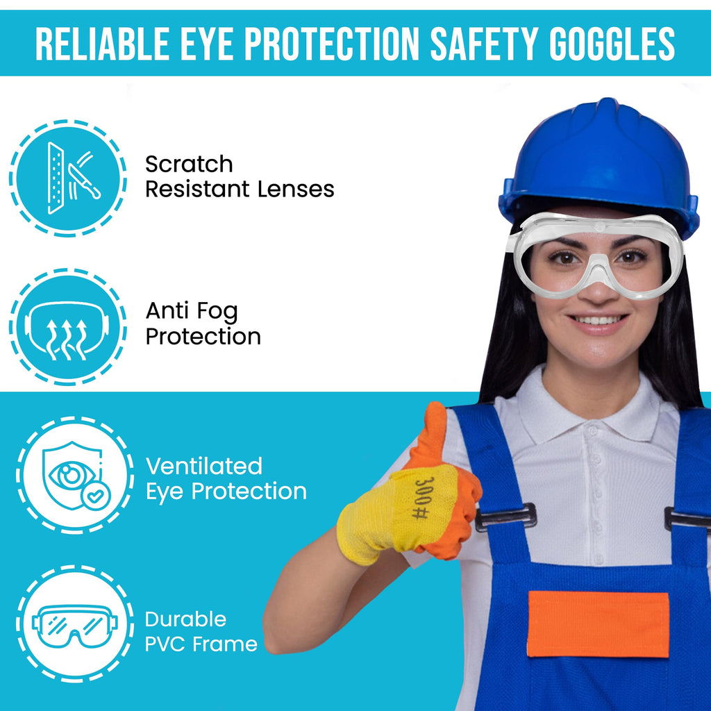 Safety Goggles Vent Anti-Fog Scratch Resist 20-Pack