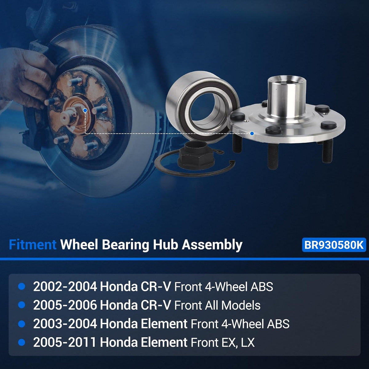 Autoround BR930580K Front Wheel Hub Assembly Fit for Honda CR-V 2002-2006
