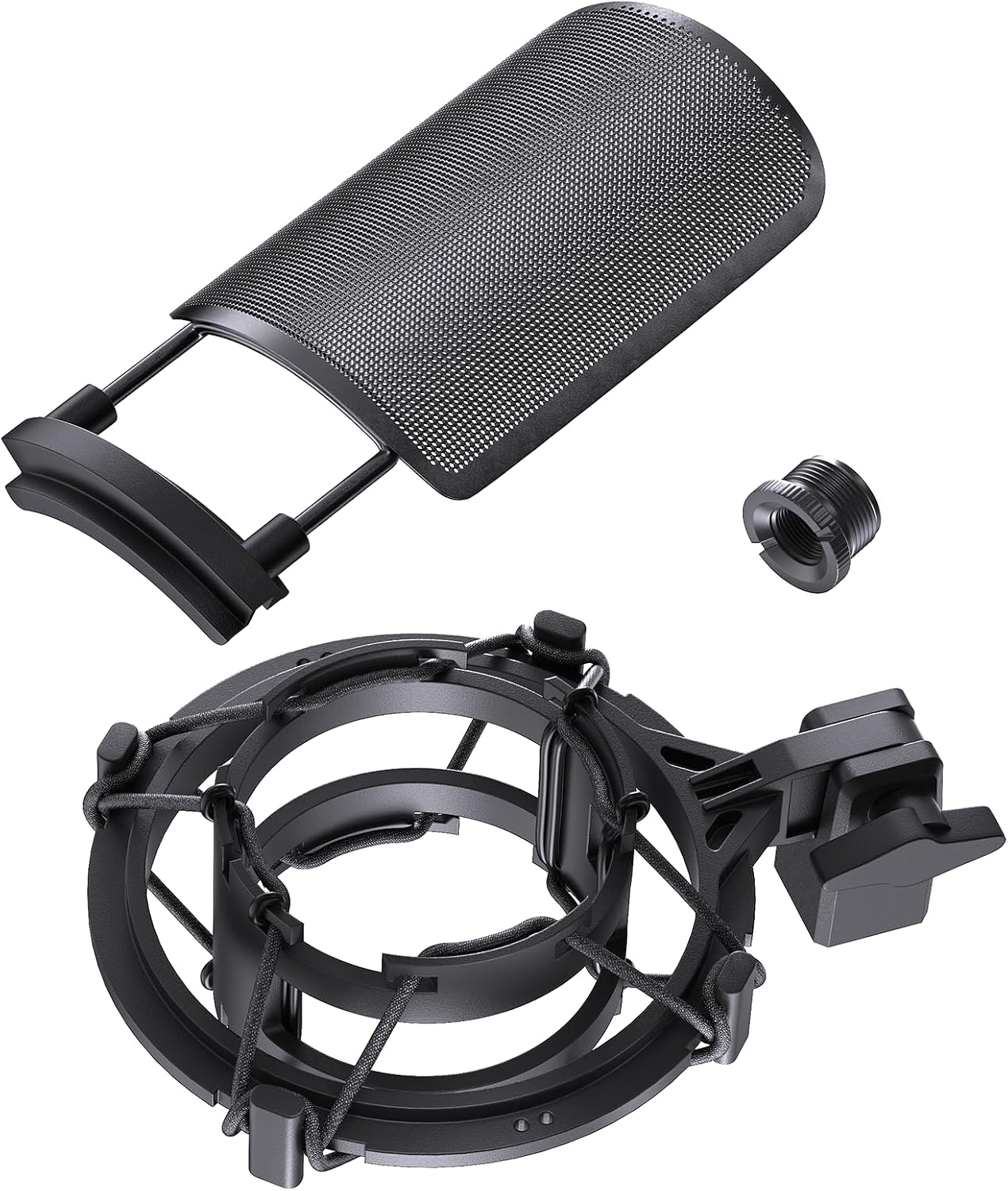 AT2020 Microphone Shock Mount with Metal Pop Filter, Custom Built | Metal Pop Filter & Anti-Vibration Suspension