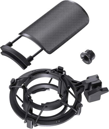 AT2020 Microphone Shock Mount with Metal Pop Filter, Custom Built | Metal Pop Filter & Anti-Vibration Suspension