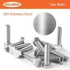 M5-0.8 x 16mm Heavy Duty Hexagon Bolts Hex Head Screws, 304 Stainless Steel, Metric Machine Fully Thread, Bright Finish, 50PCS