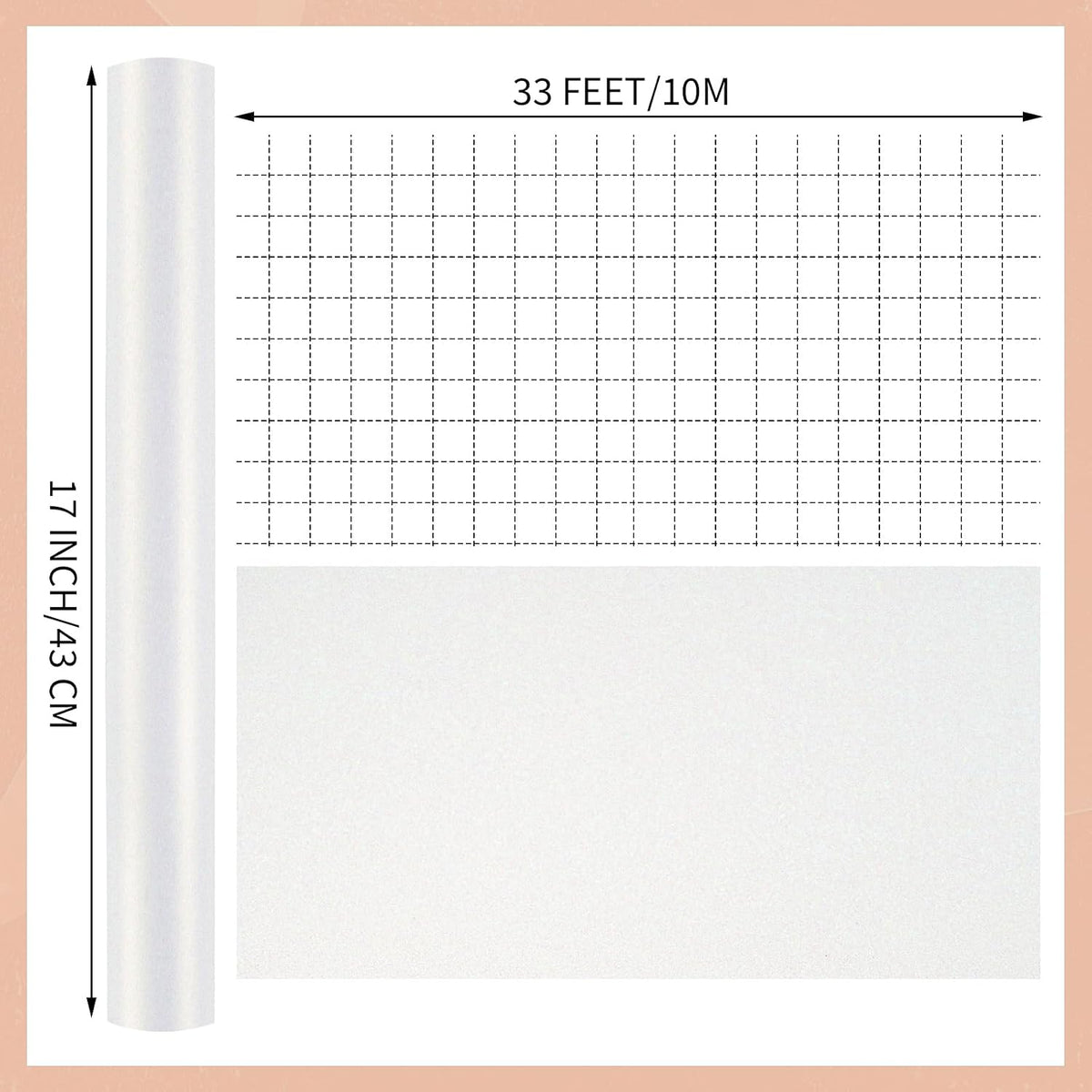 White Wrapping Paper Roll -Mini Roll- 17 Inch X 33 Feet