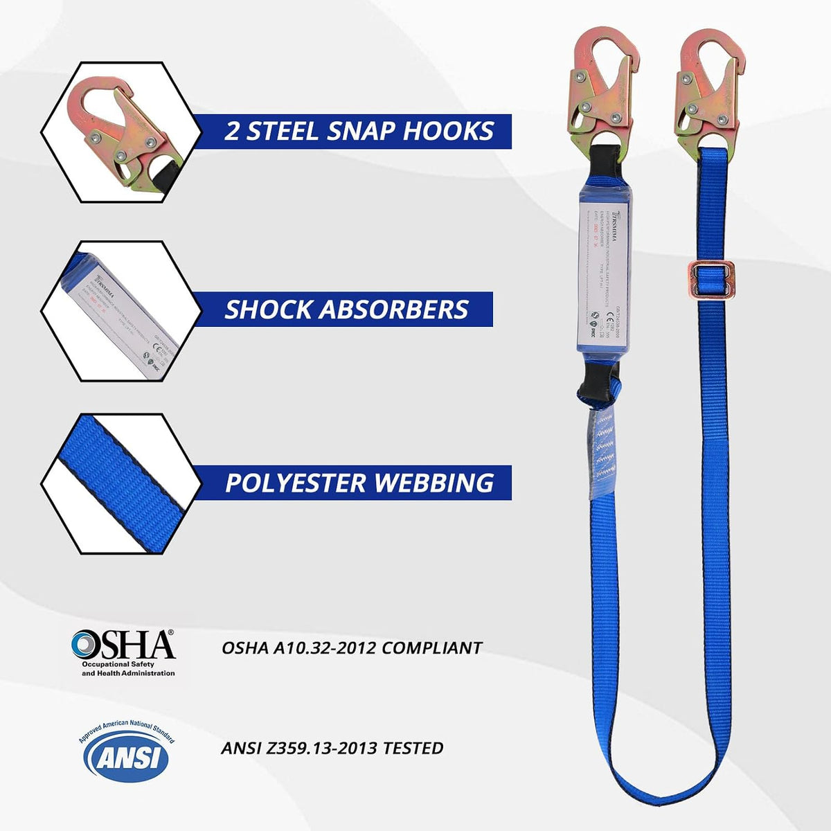 TRSMIMA Safety Harness Fall Protection - Safety Harness for Construction | Men Roofing Full Body Construction Harness