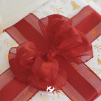 2.5 inch Red Sheer Wired Ribbon with Satin Stripe 10 Yards