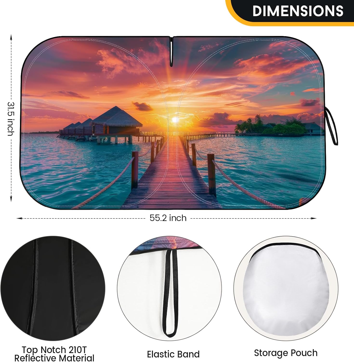 Car Windshield Sun Shade - Foldable Car Sun Shade Windshield for Front Window, Reflector Sunshade Offers Ultimate