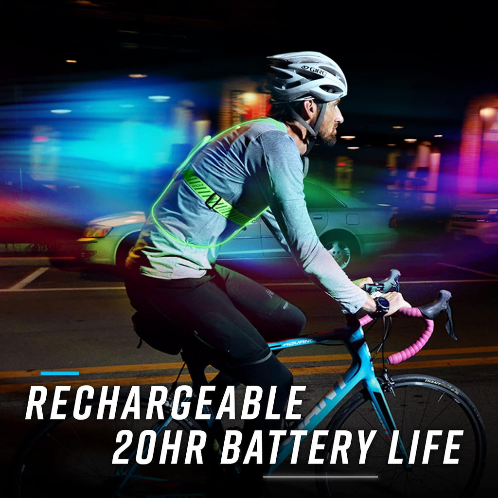 Tracer2 Multicolor Light Up and Reflective Running Vest | Rechargeable, Ultra-bright Running Lights for Runners