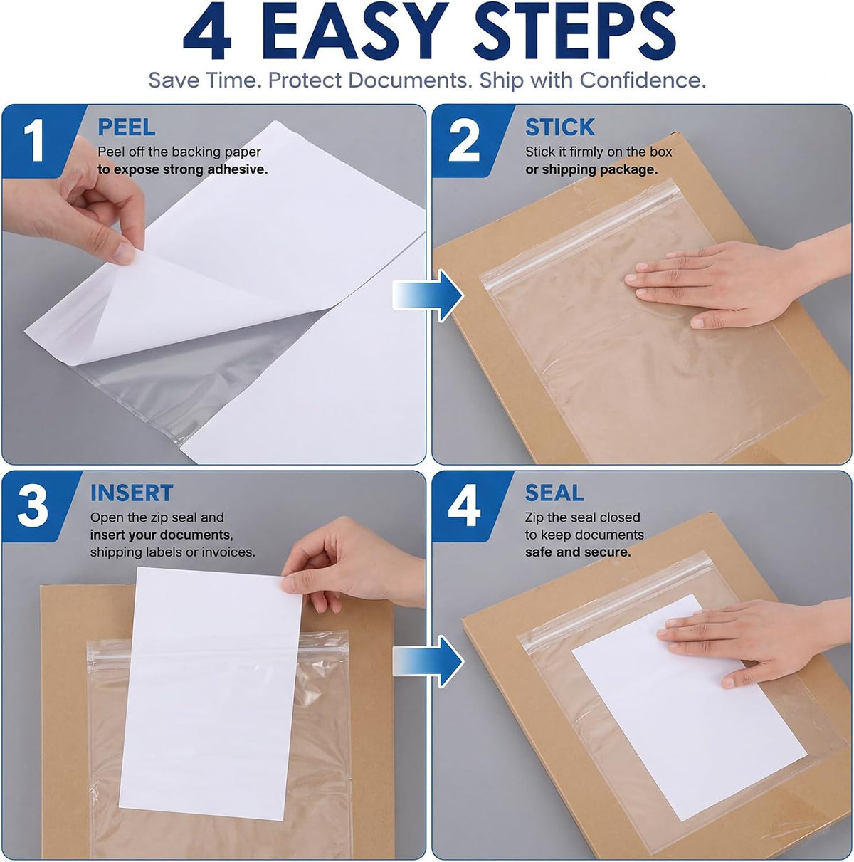 100 Pcs 9.5" x 12" Resealable Packing List Envelopes Self-Adhesive