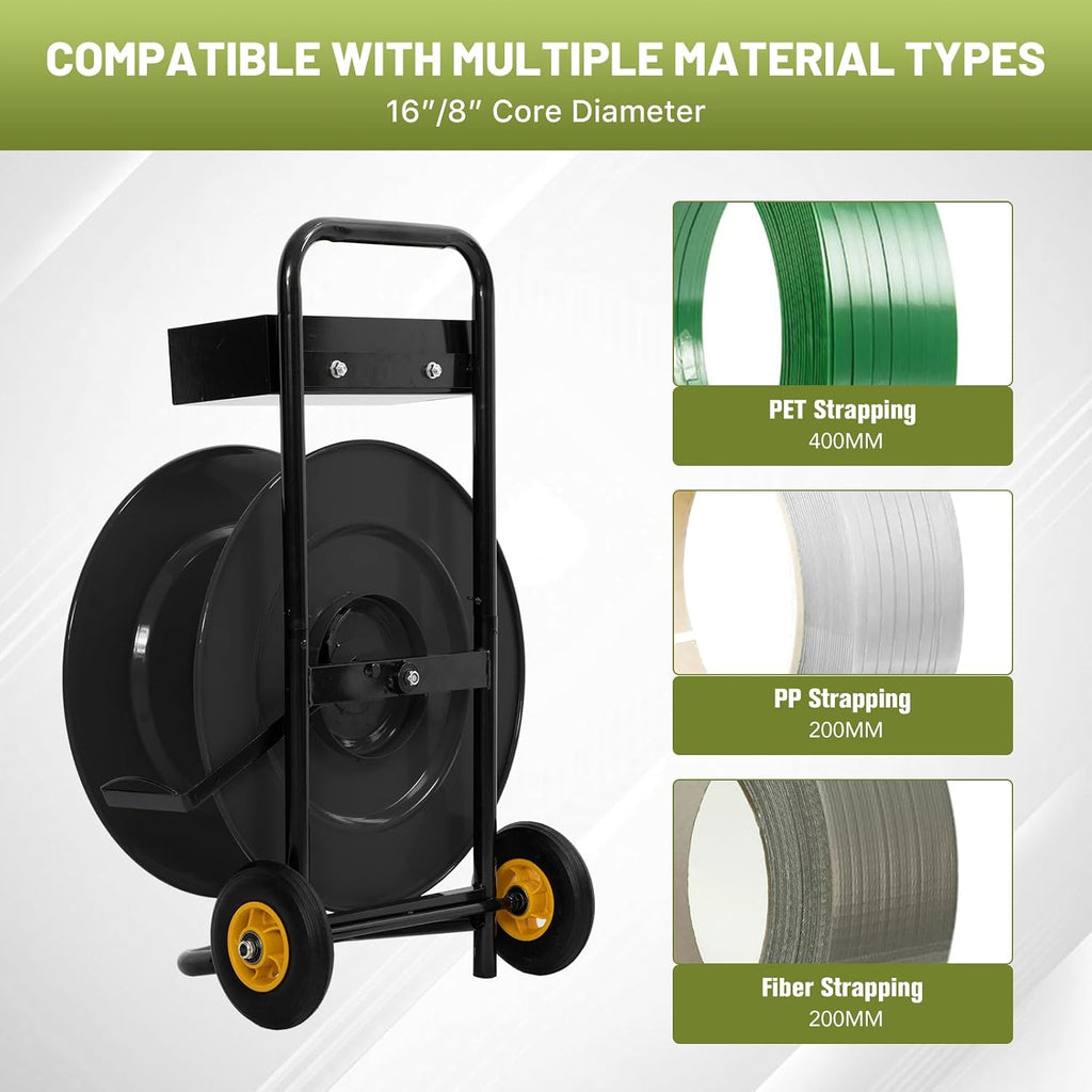 Heavy Duty Strapping Cart Dispenser for 16" Core with Wheels