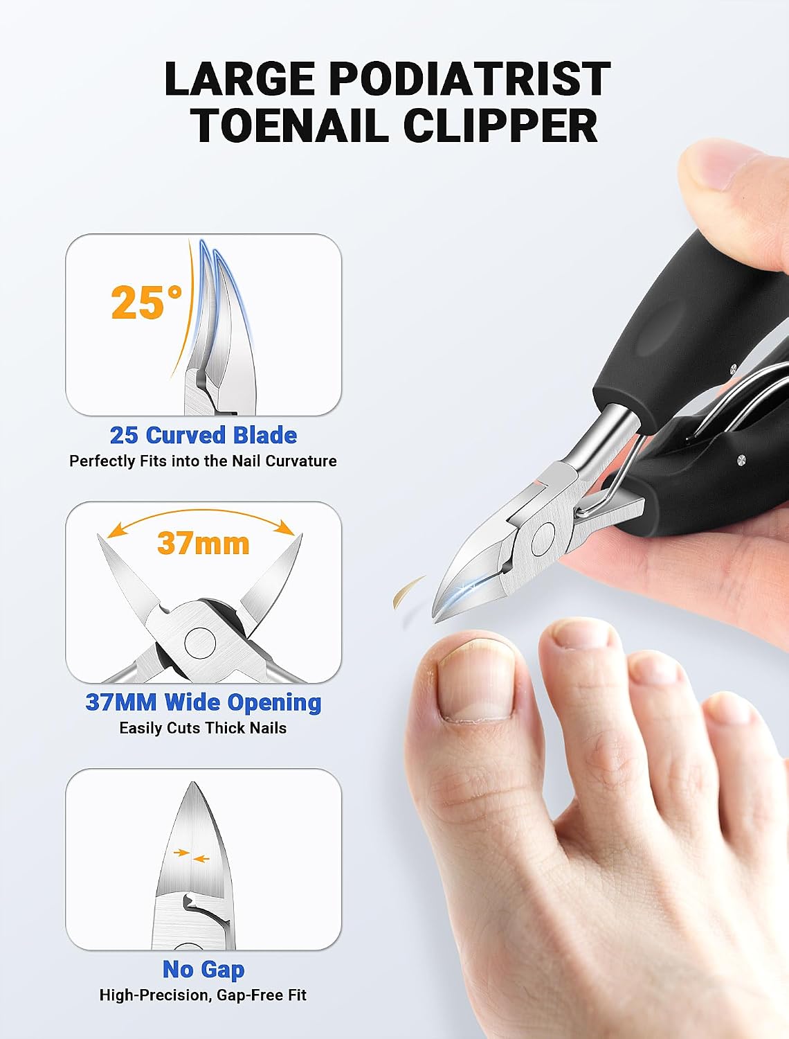 Toenail Clippers for Seniors Thick Toenails, Sharp Ingrown Toenail Clippers Nail Cutter Long Handle with Wide Jaw for