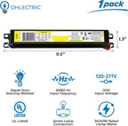 Replacement for Philips RELB2S40N35I, Ballast 2 Bulb Electronic T-12 Ballast - UL Certified