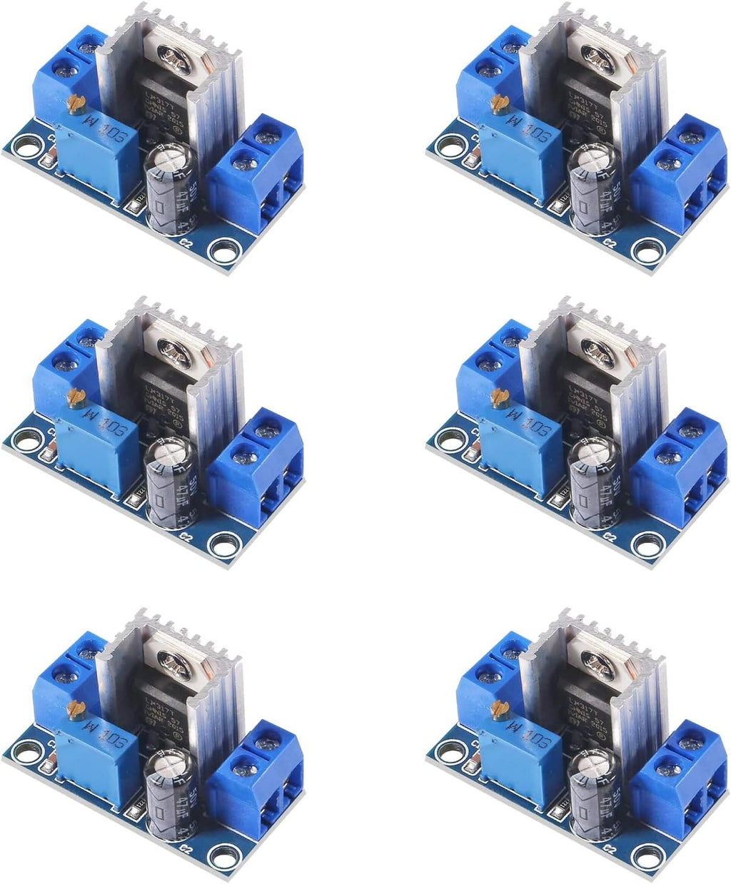 DIANN 6pcs LM317 DC-DC Converter Buck Step Down Circuit Board Module Adjustable Voltage Regulator Power Supply