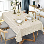 Jacquard Tablecloth Rectangle 60 x 102 Inch Beige Spill Proof