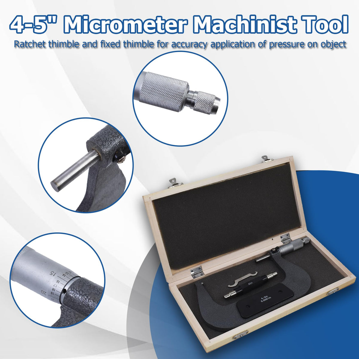 WFLNHB 4-5" Accuracy Outside Micrometer 0.0001" Carbide Tipped