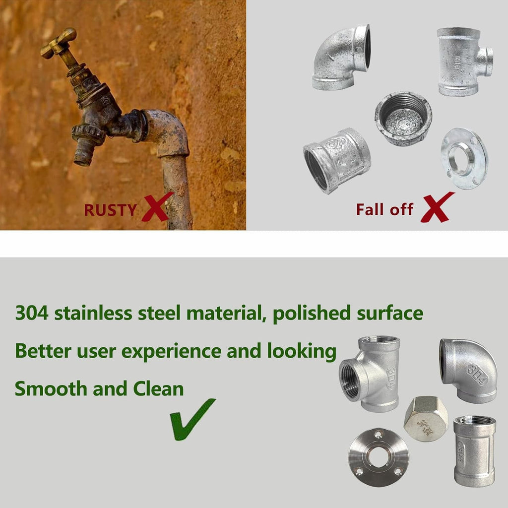 GeilSpace Stainless Steel Floor Flange, 304 Pipe Flange Fitting for Plumbing, Industrial Use, Furniture DIY – Pipe Fittings, Rust-Resistant, Set of 2 (1/2")