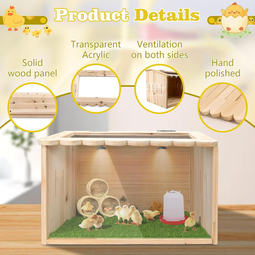Chicken Brooder Box, Large Wooden Brooder Box for Chicks, Chick Brooder Baby Chicken Supplies, Animal Playpen with