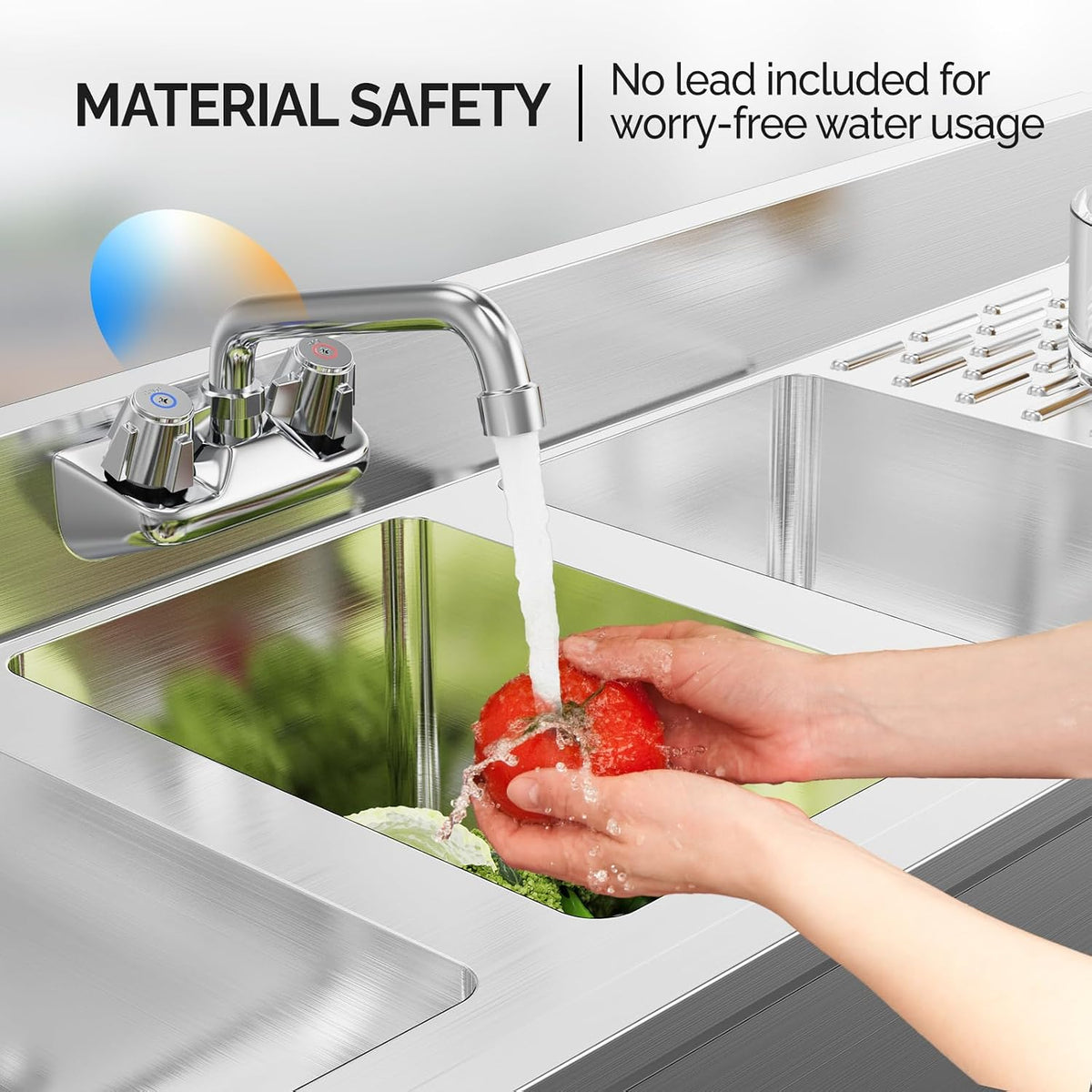 NSF 3 Compartments Bar Sink, Commercial Stainless Steel Underbar Sink with Double Drainboard, Freestaning Large for
