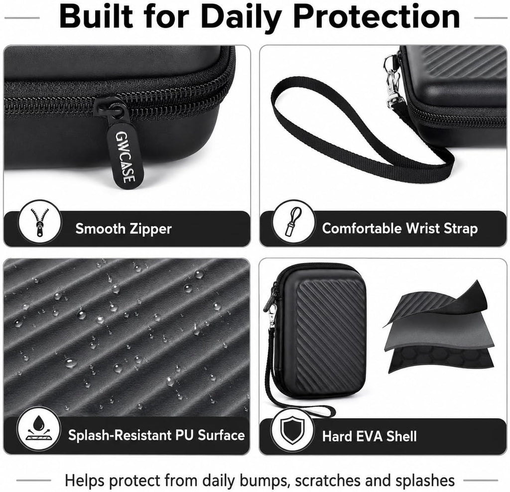External Hard Drive Case for Seagate, for WD, for Toshiba HDD SSD | Hard EVA Exterior Compact Travel Organizer 3-in-1