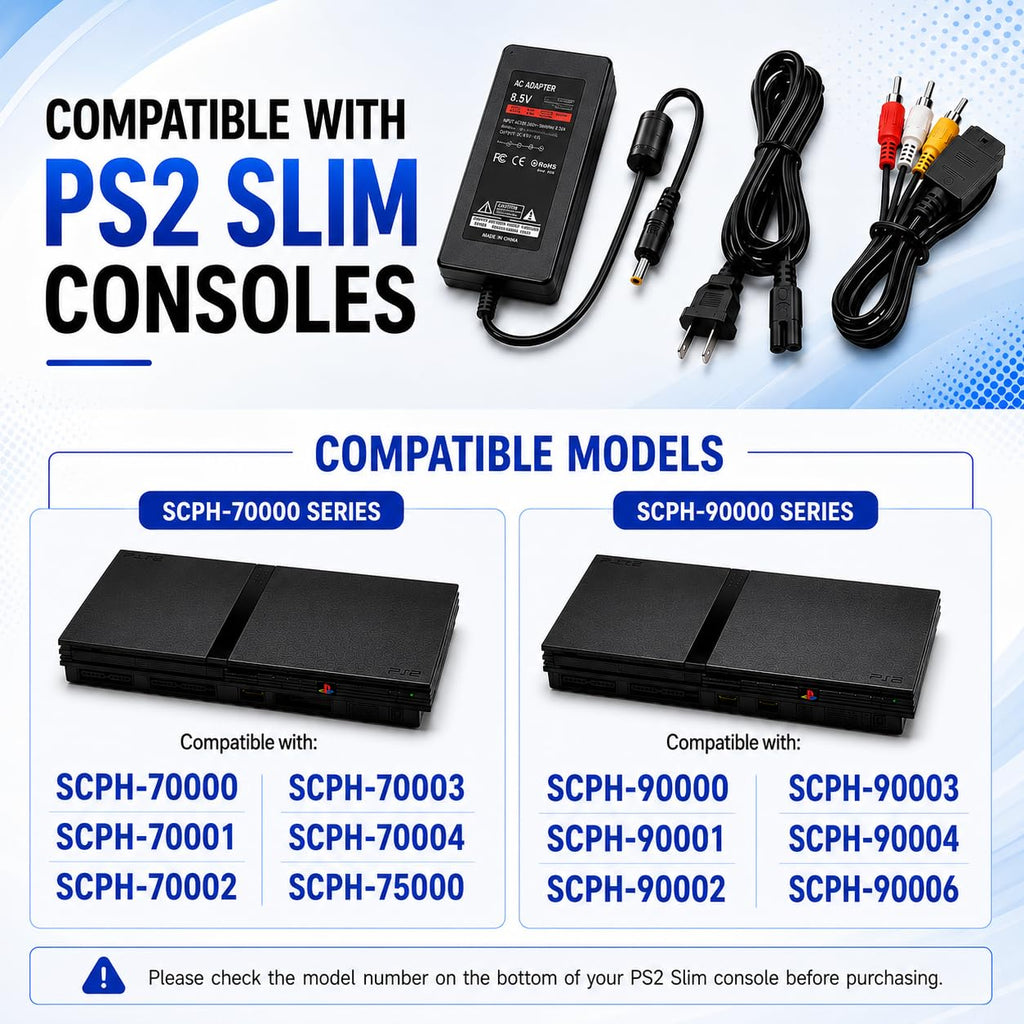 WirelessFinest Power Supply & AV Cable for PlayStation 2 PS2 Slim
