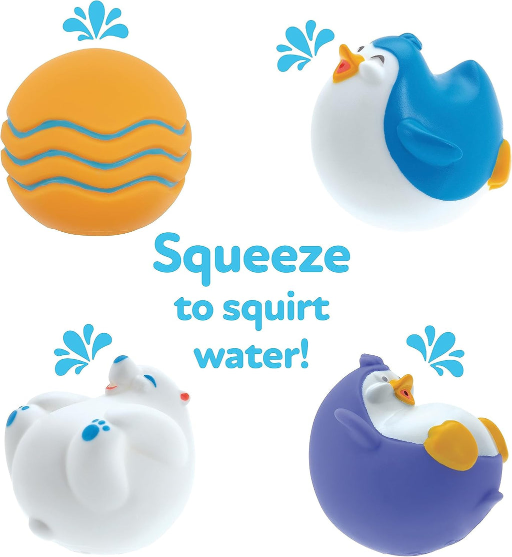Penguin Slide Bath Toy Play Set with 4 Bath Squirters - Baby Bath Toys for Boys and Girls 12+ Months - Suction Cup