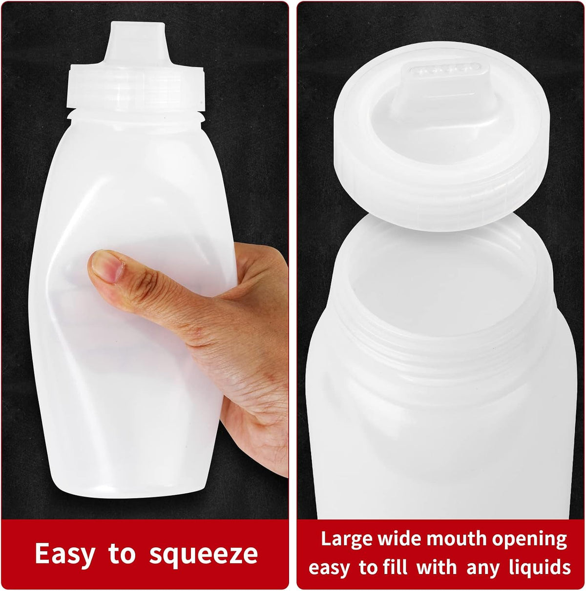 Porous Condiment Squeeze Bottles, Salad Dressing Container, Squeeze Bottles for Sauces, Botellas Exprimibles de