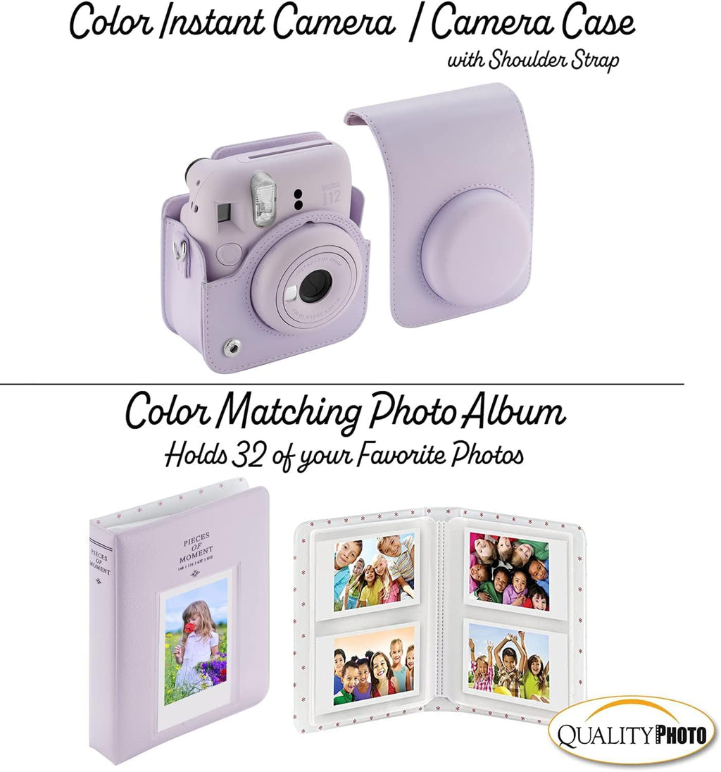 Instax Mini 12 Instant Camera + 60 Photo Prints + Accessories, Lilac Purple