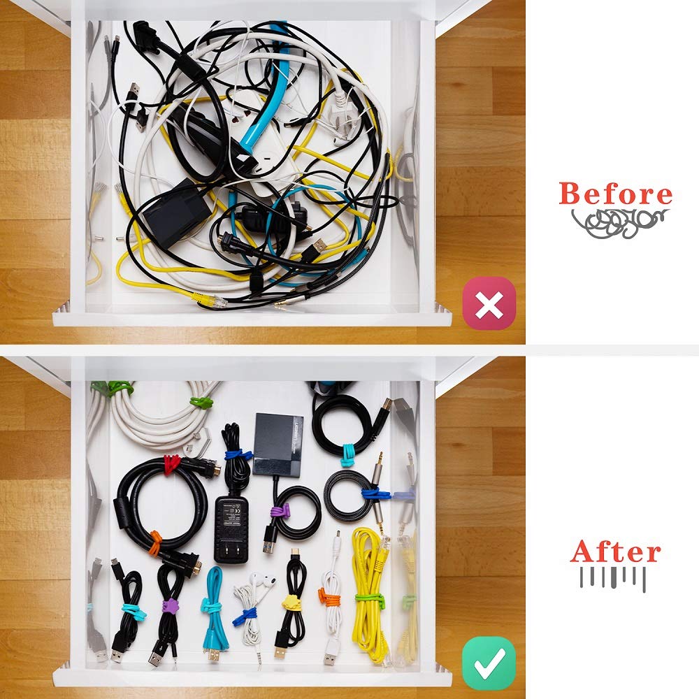 Reusable Silicone Twist Ties, 7.48'' Magnetic Cable Ties with Strong Magnet for Organizing Cables, Hanging Stuff, USB