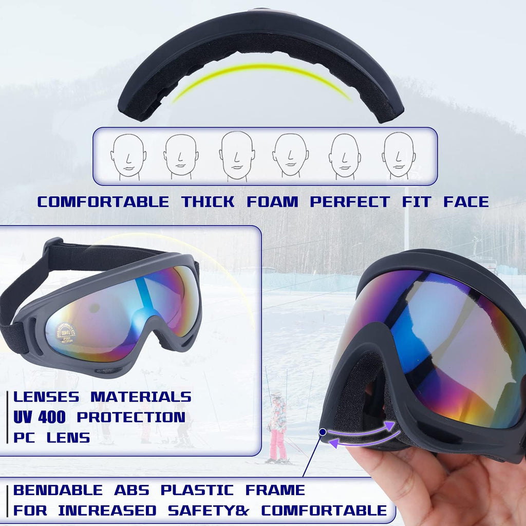 2-Pack Kids Ski Goggles, Snowboard Goggles for Adult Youth Teens Boys & Girls, Winter Snow Sports Goggles