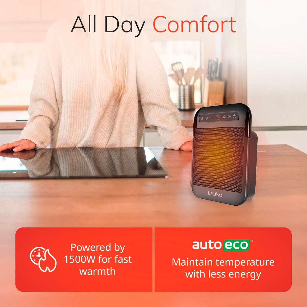 9" MyHeat Max Ceramic Space Heater with Display - Black - CD09101