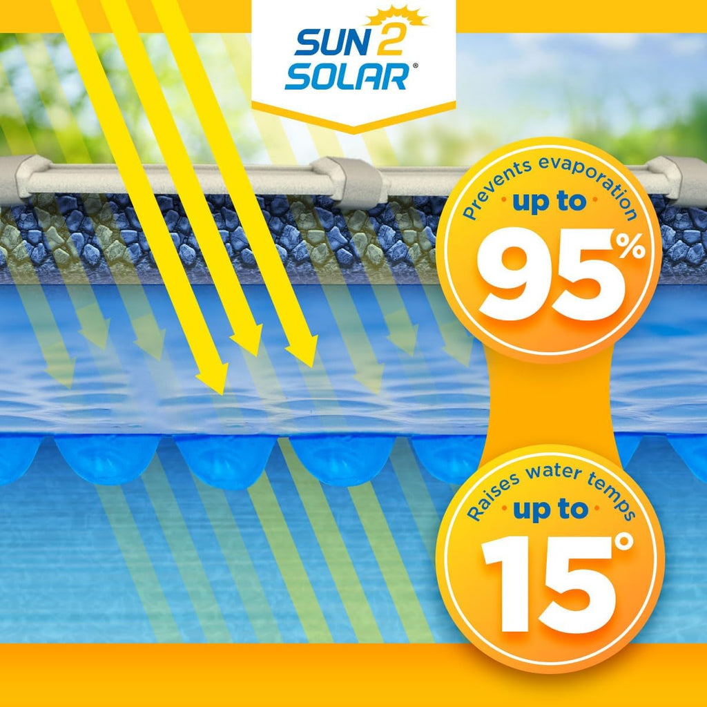 Blue 24 ft Round Pool Solar Cover | 12 Mil | Heat Retaining Blanket for Inground & Above Ground Swimming Pools |