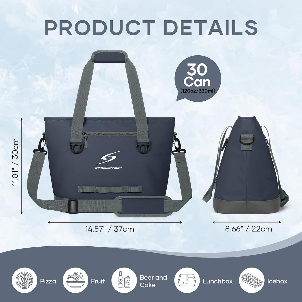 30 Can Insulated Cooler Bag, Leakproof Soft Ice Chest