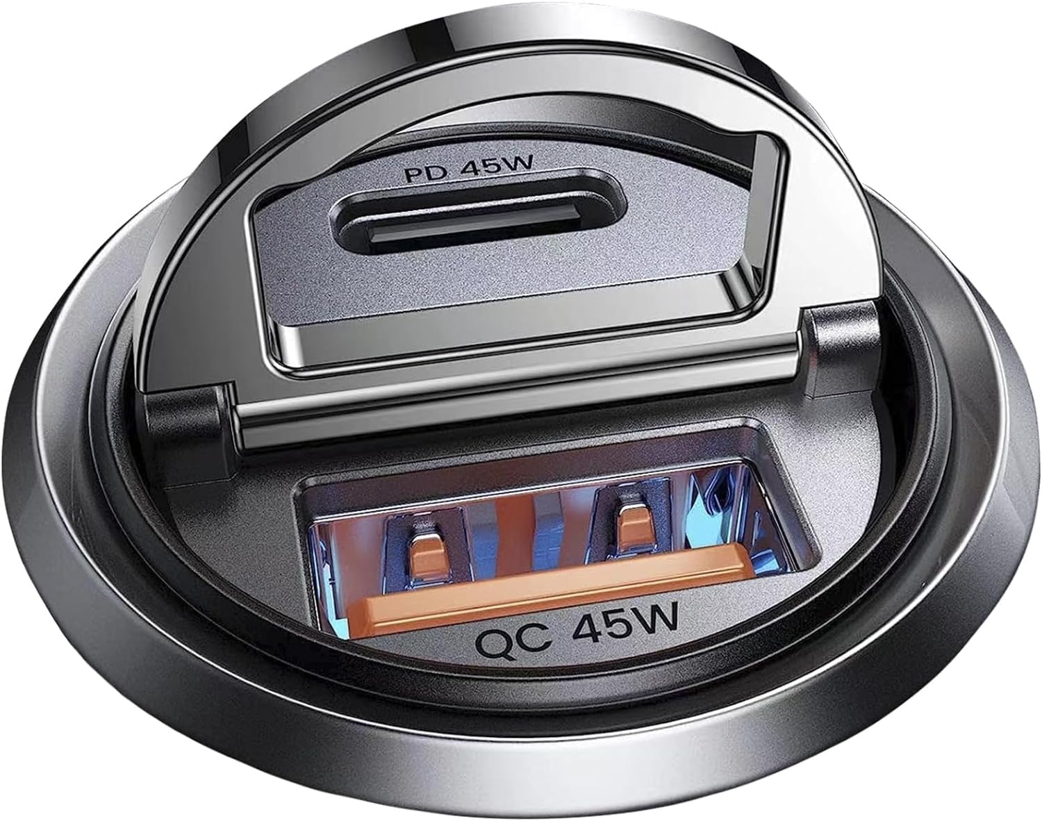 90W USB C Car Charger Fast Charging,[Invisible Design] All Metal Car Charger USB C PD45W+QC3.0 Dual Port Cigarette