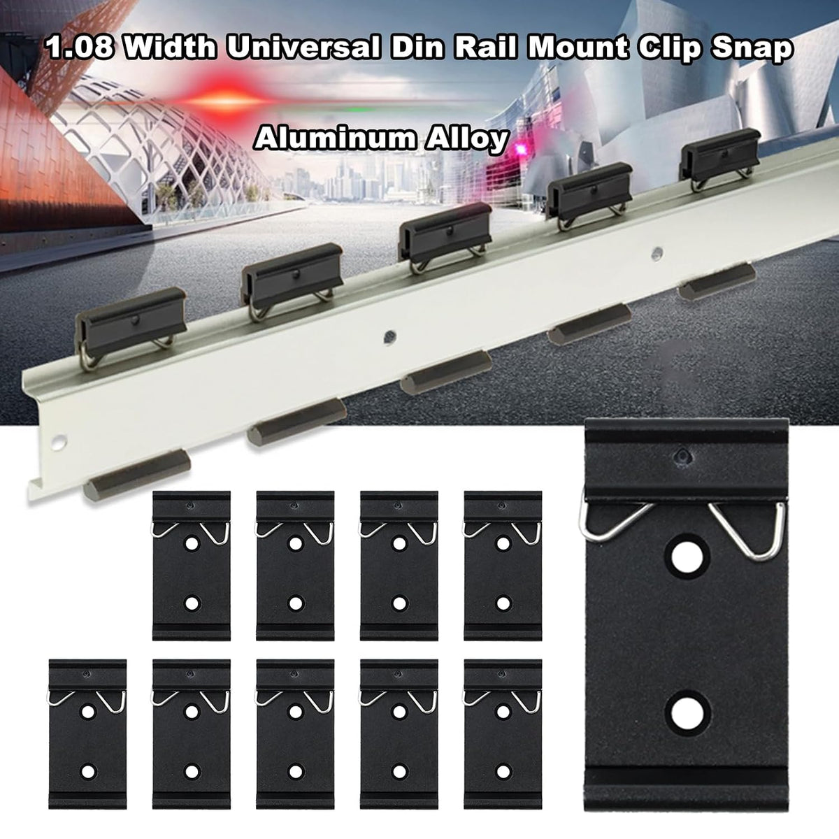 CNQLIS 10PCS DIN Rail Mounting Clip, 1.02" Aluminum for 35mm Rail