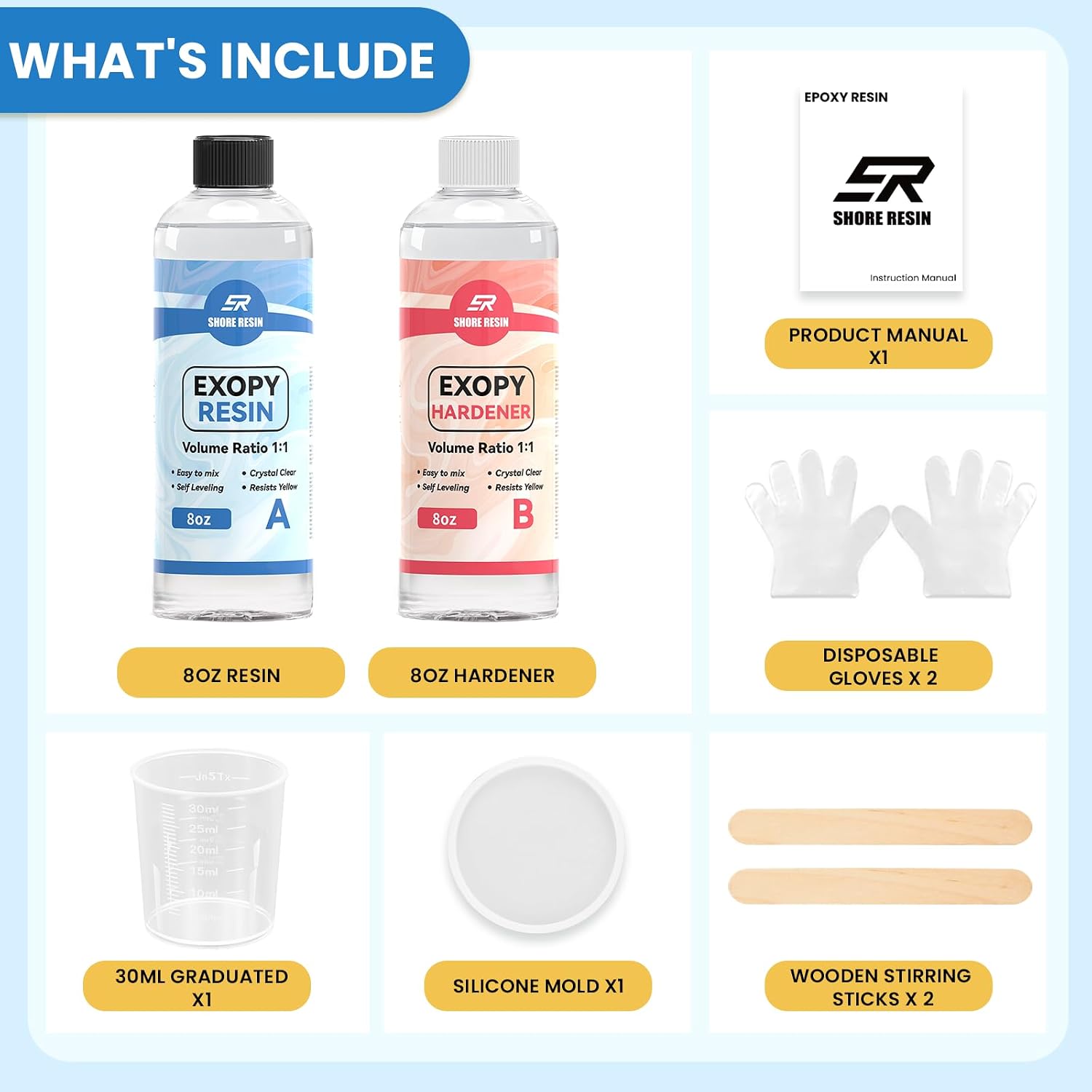 Clear Epoxy Kit 16 oz, Bubble Releasing 1:1 for Crafts | Clear 1:1 epoxy resin with strong bubble releasing flow for