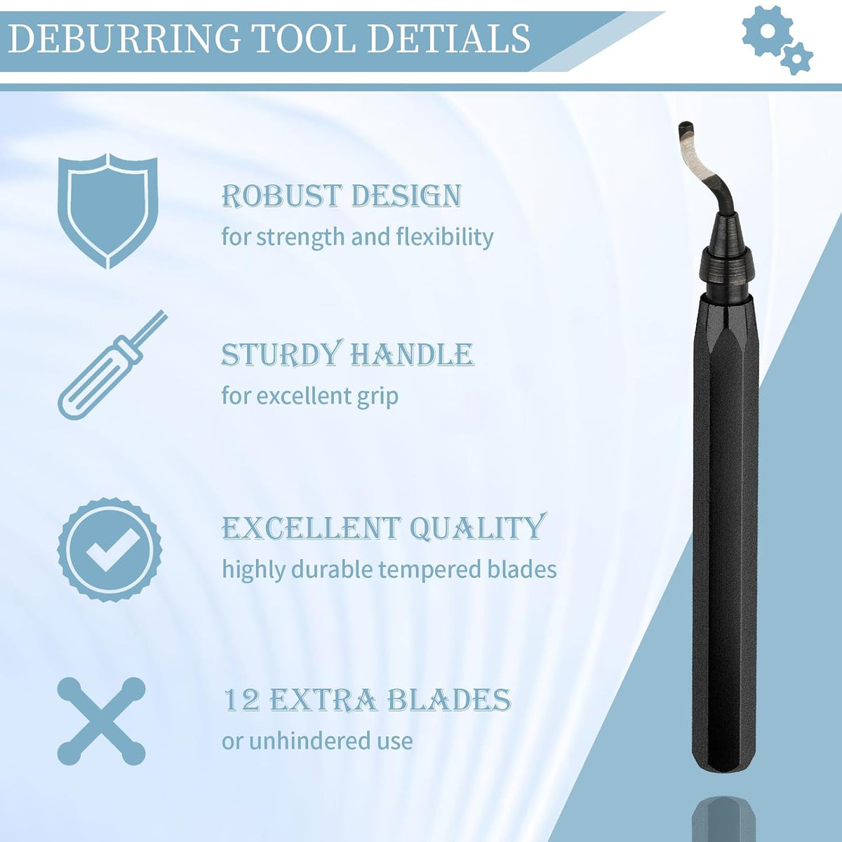 Deburring Tool with 12 HSS Blades for Metal Resin PVC 3D Print