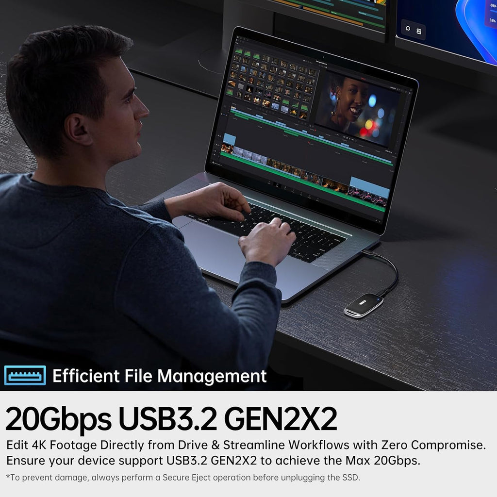 500GB SSD External Hard Drive, Portable SSD Drive up to 2000 MB/s, USB 3.2 Gen2X2 External Solid State Drives for