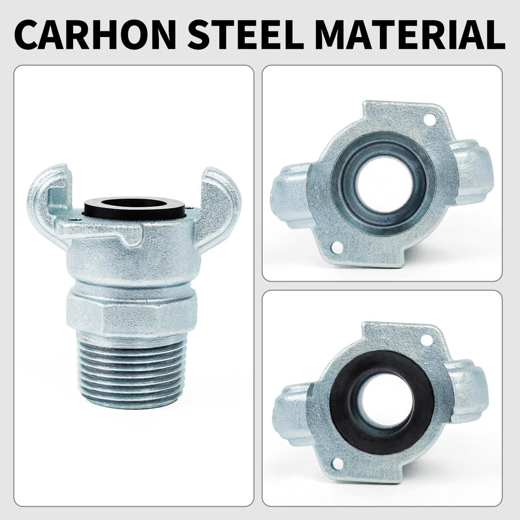 ChillWaves Iron Air Hose Fitting, 1" NPT Male 2 Lug Universal Coupling, Chicago Fitting(2-PACK)