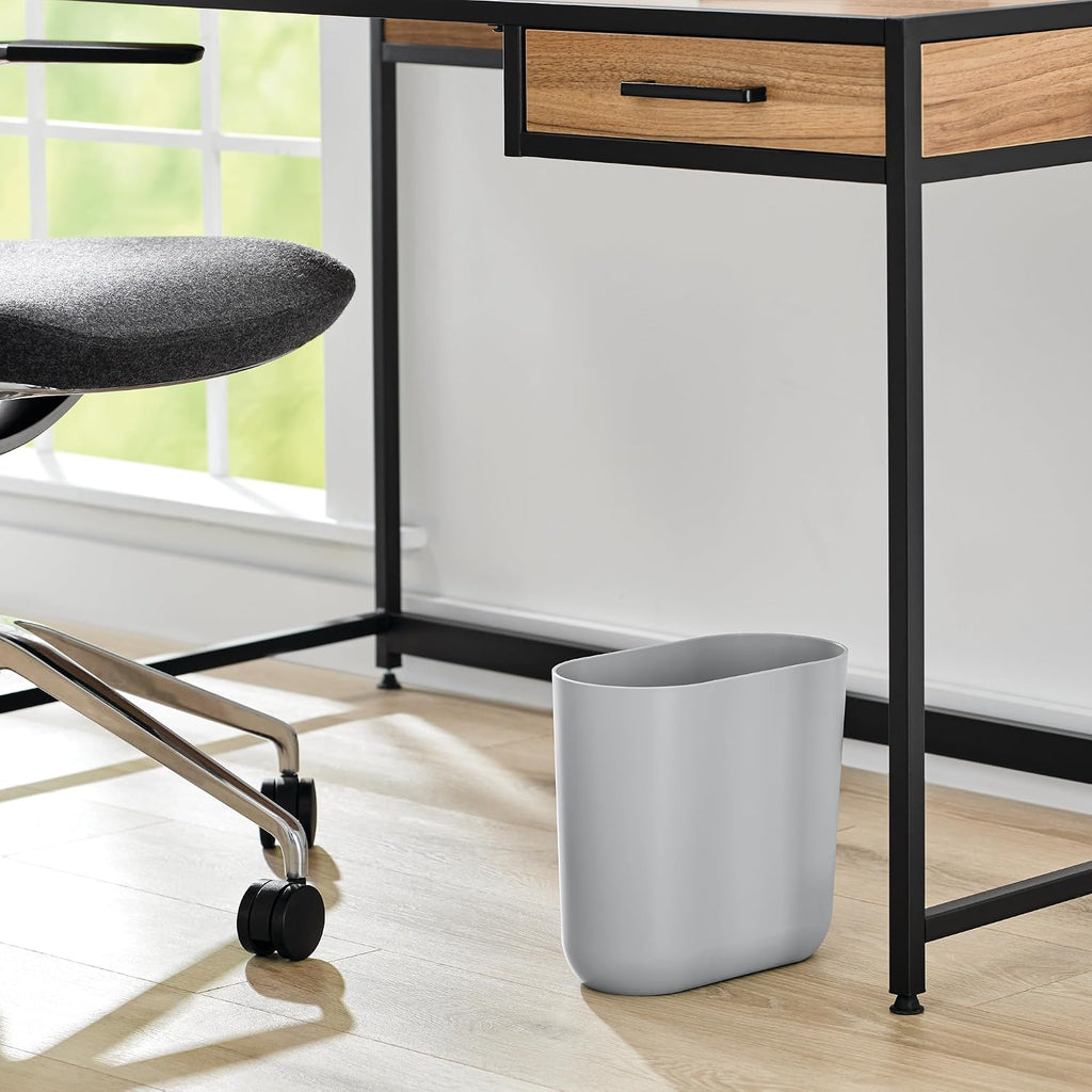 Small Slim Plastic Bathroom Trash Can, Gray | Bedroom, Office, Desk, Dorm