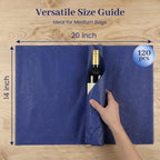 120 Sheets Blue Glitter Tissue Paper, 20 X 14 inch