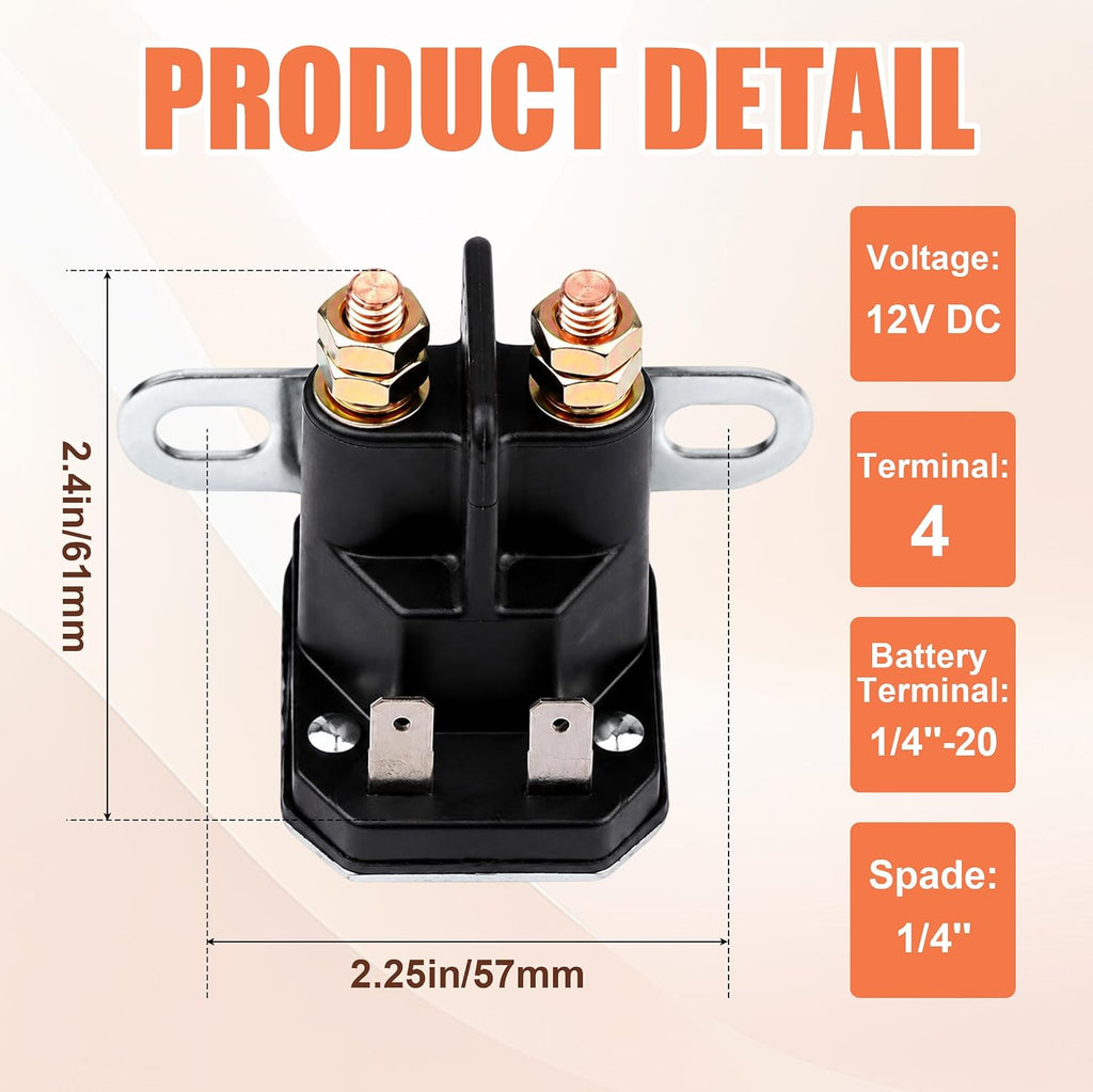 D140 D130 Starter Solenoid Relay Switch 12V Replace GY22476 AUC15346 for John Deere D130 D140 D105 D170 E100 E110 E130 E140 E150 E160 L100 LA100 LA105 L108 LA115 EZTrak Z225 Z345 Z445 Z525 Z625 Z665