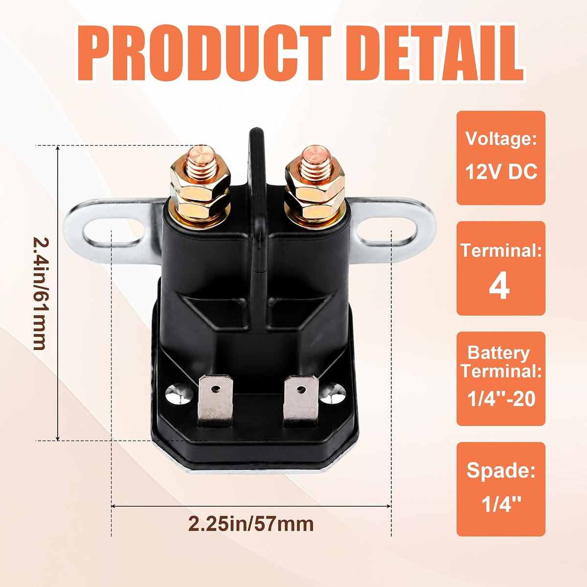 D140 D130 Starter Solenoid Relay Switch 12V Replace GY22476 AUC15346 for John Deere D130 D140 D105 D170 E100 E110 E130 E140 E150 E160 L100 LA100 LA105 L108 LA115 EZTrak Z225 Z345 Z445 Z525 Z625 Z665