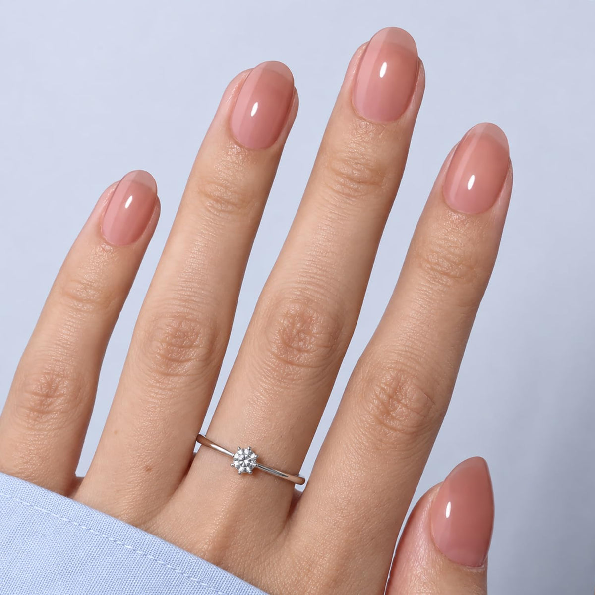 Nude Press On Nails Short Oval - Light Mocha Nails Fake Nails