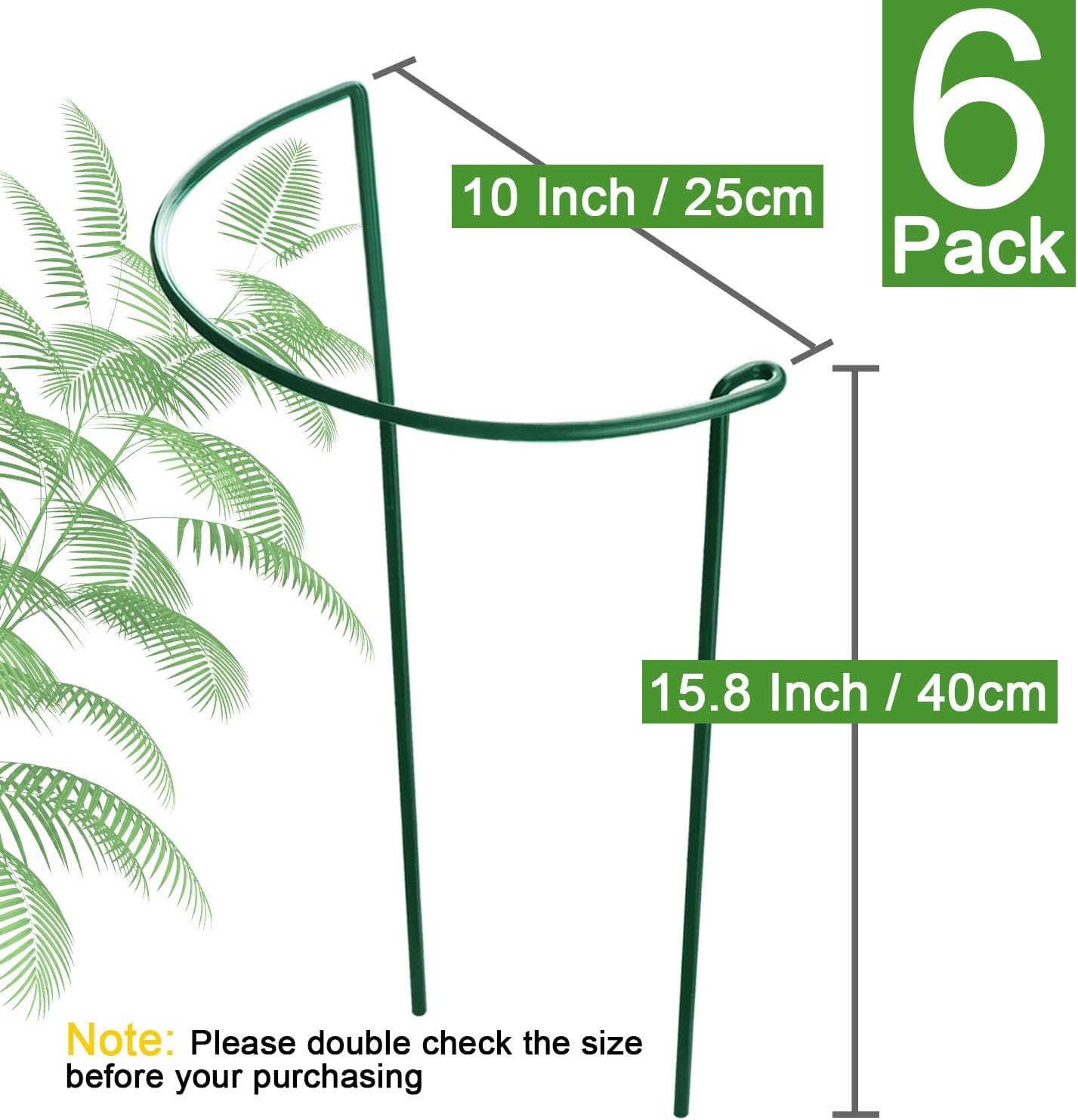 Plant Support Stakes, 6 Pack Metal Peony Cages and Supports, Garden Stakes Plant Support Cage, Large Plant Support