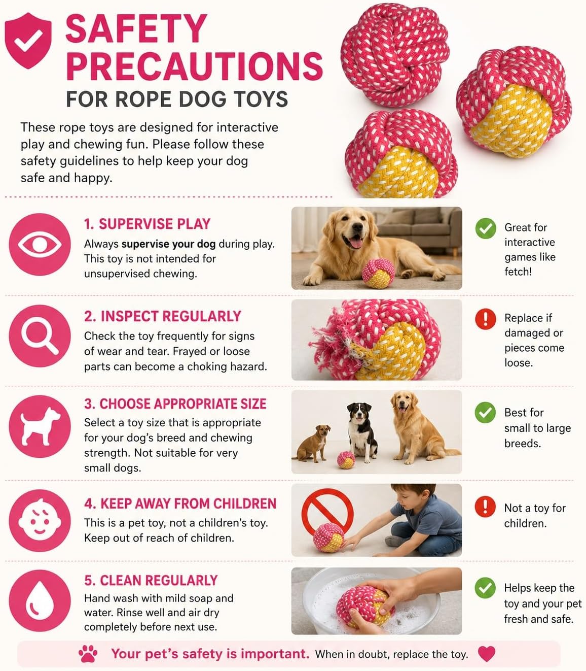 Small Dog Ball Toys/ – Cotton Rope Ball/Dental Chew Dogs Toy for Teeth Cleaning/Fetch Playing, Interactive Tug of War